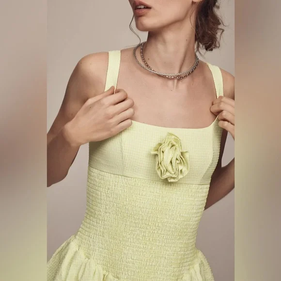 green emerald velvet dress Maeve Sleeveless Scoop-Neck Daisy Border Drop-Waist Mini Dress